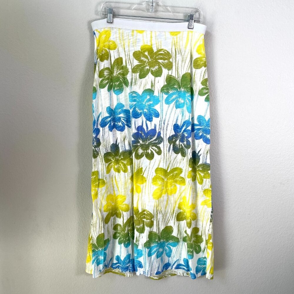 Fresh Produce Womens Medium Floral Maxi Skirt‎ Pull On Tropical Elastic Waist